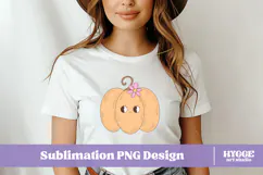 Coquette Girly Halloween Pumpkin Pink Bow Clipart PNG DTF Product Image 2