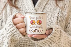 Just a girl who loves coffee. Retro coffee quote SVG, PNG. Product Image 3