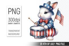 4th Of July Bunny Sublimation Clipart PNG Design Product Image 1
