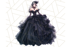 Victorian Gothic Wedding Dress PNG, Dark Bridal Clipart Product Image 4