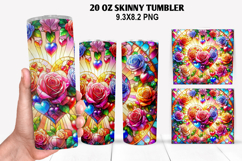 Roes Skinny Tumbler 20oz Wrap Design, Valentine Tumbler PNG Product Image 1