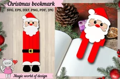 Christmas santa bookmark Template svg, paper cut svg Product Image 1