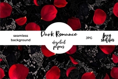 Red Rose Petals Seamless Pattern Black Lace Dark Romance Product Image 1