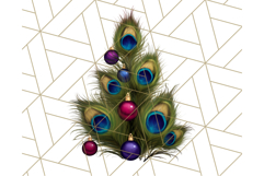 Peacock Christmas Clipart in Jewel Tones, Christmas Png Product Image 4