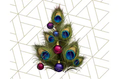 Peacock Christmas Clipart in Jewel Tones, Christmas Png Product Image 4