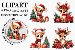 Christmas Reindeer Clipart Watercolor PNG Product Image 1