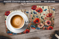Flowers Coaster Sublimation, Spring Coaster PNG Design Product Image 1