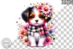 Dog With Flowers Sublimation - Clipart PNG Design Product Image 1