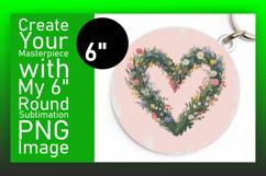 Creative Circle PNG Keychain Artwork , Flowers Heart Product Image 1