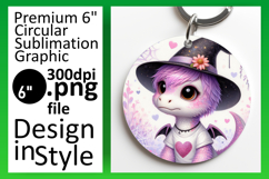 Whimsical Round Design Keychain PNG , Halloween Dino Product Image 1