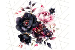 Gothic Floral PNG, Dark Aesthetic Flowers Clipart Print Product Image 4