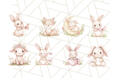 Pastel Pink Easter Bunny and Chick Png, Cottagecore Clipart Product Image 3