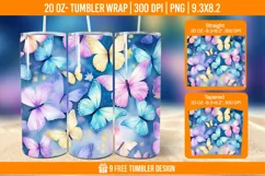 3D Cute Butterfly Tumbler Wrap Designs, Sublimation Wrap Product Image 1