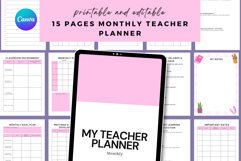 Monthly Teacher Planner | Printable &amp; Editable Canva Product Image 1