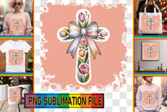 Playful TOTE BAG Sublimation Ideas, Cross and Bow Product Image 1