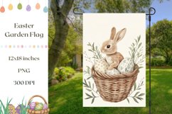 Easter Garden Flag PNG, Cartoon Easter Bunny Sublimation Product Image 1