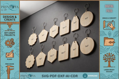 Blank Keychains Bundle Laser Cut Shapes Wood Acrylic Keychai Product Image 1