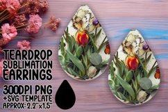 Summer Floral Splendor PNG Teardrop Earring Design Sublime Product Image 1