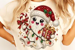 Rhinestone Glam Christmas Ghost PNG, Funny Christmas PNG Product Image 3