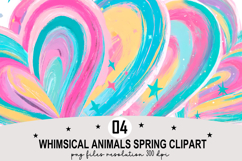 Whimsical Animals Spring Clipart Watercolor png Product Image 1