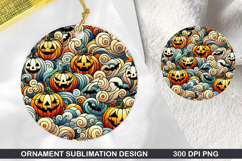 Pumpkin Stained Glass Ornament PNG, Digital Download File Product Image 1