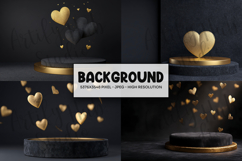 Black Gold Heart Podium Background Product Image 1