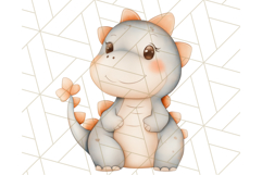 Cute Pastel Dinosaur Clipart PNG for Nursery Art, Baby Decor Product Image 4