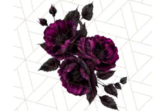 Gothic Floral PNG, Dark Aesthetic Flowers Clipart Print Product Image 4