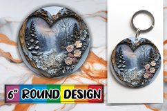 Sublimation Round Design 3D Heart Frame Winter Holiday Product Image 1