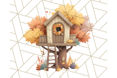 Autumn Treehouse &amp; Woodland Cabin PNG Clipart Product Image 4