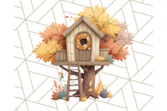 Autumn Treehouse & Woodland Cabin PNG Clipart Product Image 4