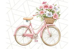 Bicycle with Flowers PNG, Pastel Spring Floral Bike Clipart Product Image 4