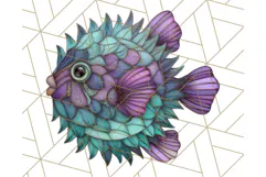 Stained Glass Sea Creatures PNG Clipart, Ocean Fantasy Product Image 4