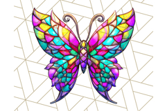 Stained Glass Hearts and Butterflies Clipart PNG Product Image 4