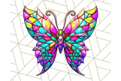 Stained Glass Hearts and Butterflies Clipart PNG Product Image 4