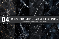 Black Gold Marble Texture Digital Paper Product Image 1