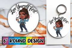 Sweet Sublimation Circle Keychain, Love Woman Product Image 1