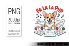 Cute Christmas Dog, Animal Sublimation Clipart PNG Product Image 1