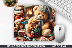 Holiday Bears Mouse Pad Sublimation, Christmas Mouse Pad PNG Product Image 1