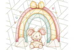 Pastel Plushie Rainbow Clipart PNG, Nursery Baby Animals Png Product Image 4