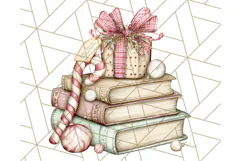 Christmas Book Clipart, Festive Reading PNG Illustrations Product Image 4