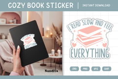 Printable Cozy Book Lover Sticker | I Read Slow Product Image 1