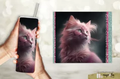 PINK CAT tumbler wrap sublimation design png Product Image 2