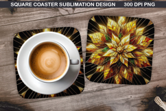 Poinsettias Coaster Sublimation, Christmas Coaster PNG Product Image 1