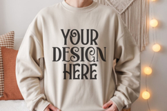 Sand Gildan 18000 Mockup, Gildan Sweatshirt Mockup Product Image 1