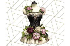 Couture Floral Dress Form PNG Clipart, Vintage Style Flowers Product Image 4