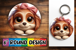 Radiant Circle Sublimation Keychain, 3D Dog Product Image 1