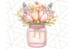 Flowers in Glass Jars PNG, Rustic Floral Watercolor Clipart Product Image 4