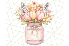 Flowers in Glass Jars PNG, Rustic Floral Watercolor Clipart Product Image 4