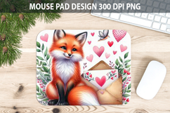 Watercolor Fox Mouse Pad Sublimation - Valentines Png Product Image 1